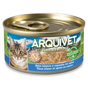 Atún Blanco y espadín en salsa - 80 g - Latas de comida húmeda para gatos