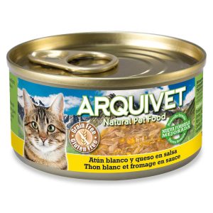 Atún Blanco y queso en salsa - 80 g - Latas de comida húmeda para gatos